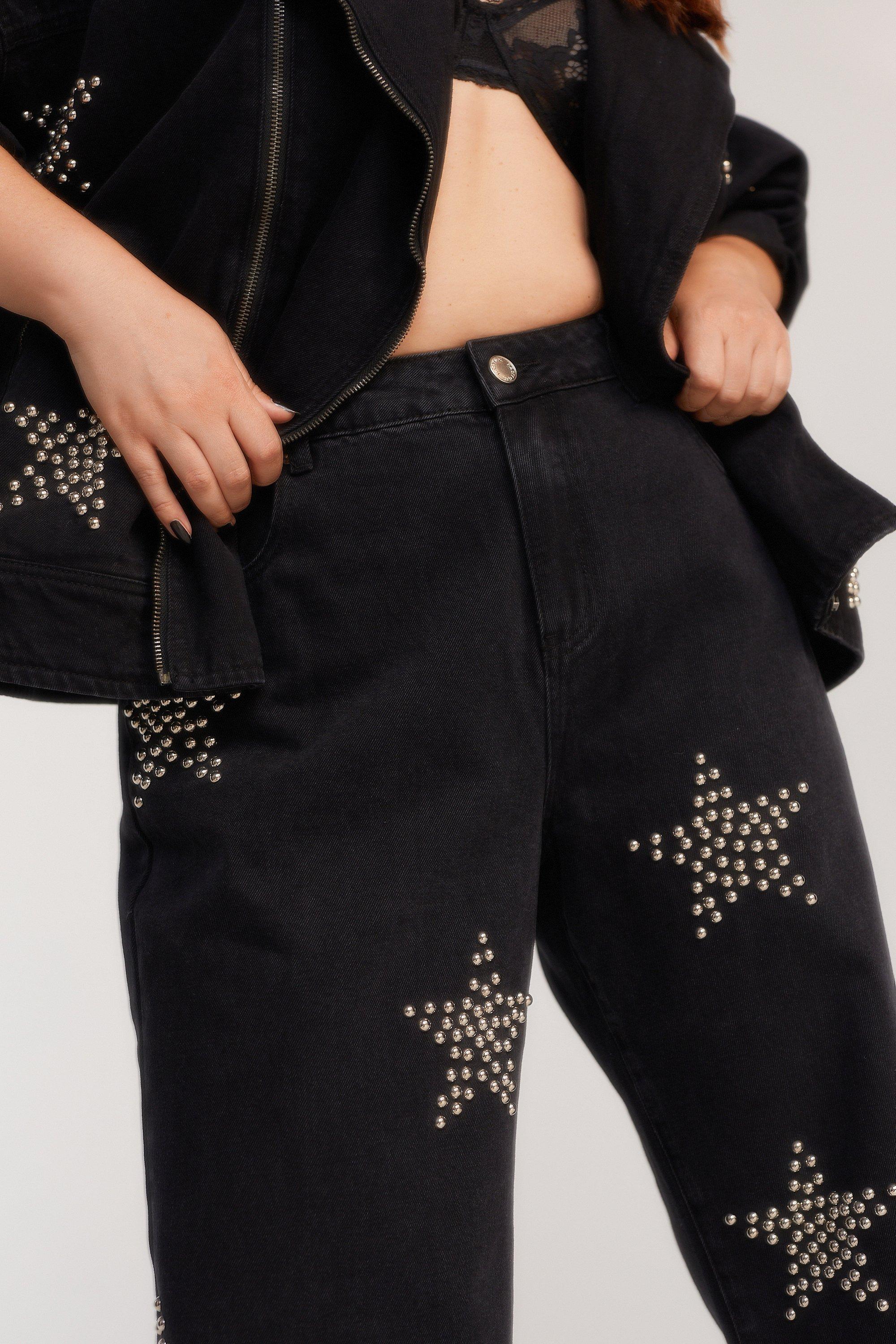 Plus size 2024 studded jeans